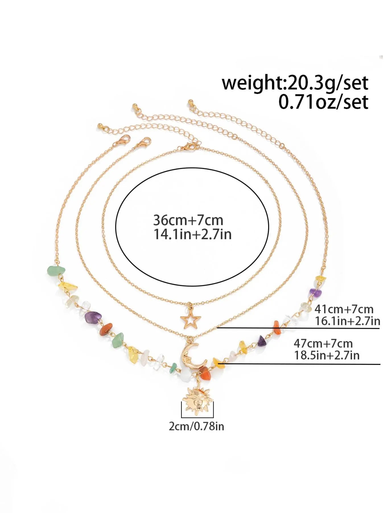 Women's Boho Style Beaded & Pendant Necklace, Vintage Trendy Beaded & Pendant Necklace, Fashionable Jewelry for Women As Gift without Box, Celestial Necklace HNXL0031