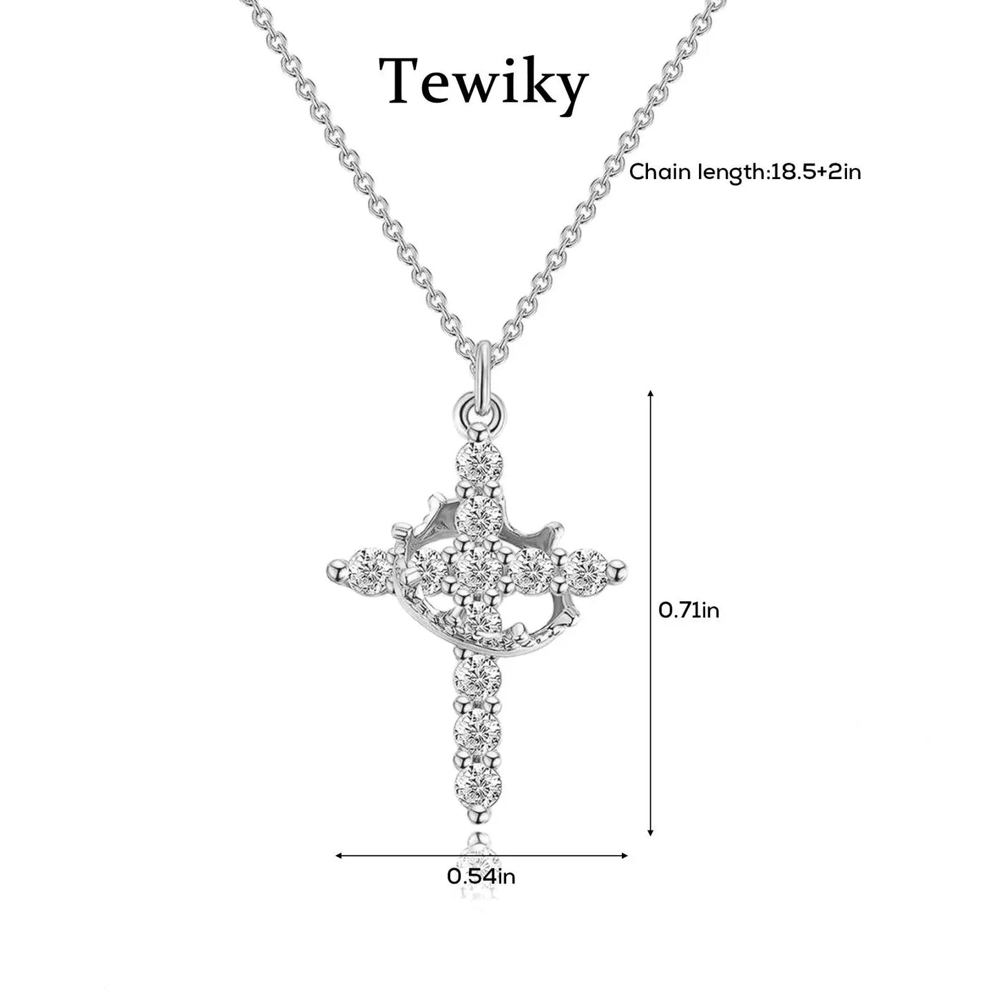 Easter Gifts Upgraded Crown Cross Necklace for Women, Crown Cross Pendant Necklace, Non-Tarnish Faith Jewelry for Women, Christian Religious Gifts for Her HNXL0028