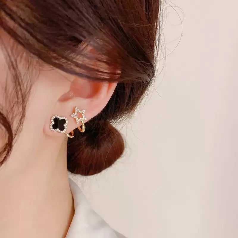 Crystal Clover Stud Earrings S925 Needle Micro-Pave Zircon Design, Chic Fashion Jewelry Elegant Earrings for Women HNEH0029