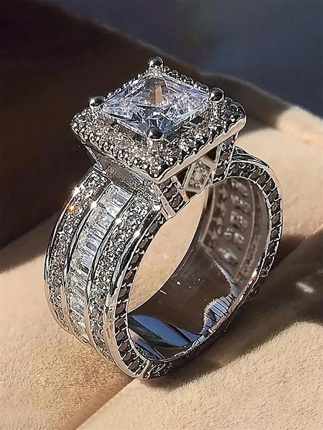 Elegant Artificial Zircon Decorated Ring, Cubic Zirconia Rings, Fashion Accessories for Women, Trendy All-match & Exquisite Jewelry for Birthday Gift HNJZ0052