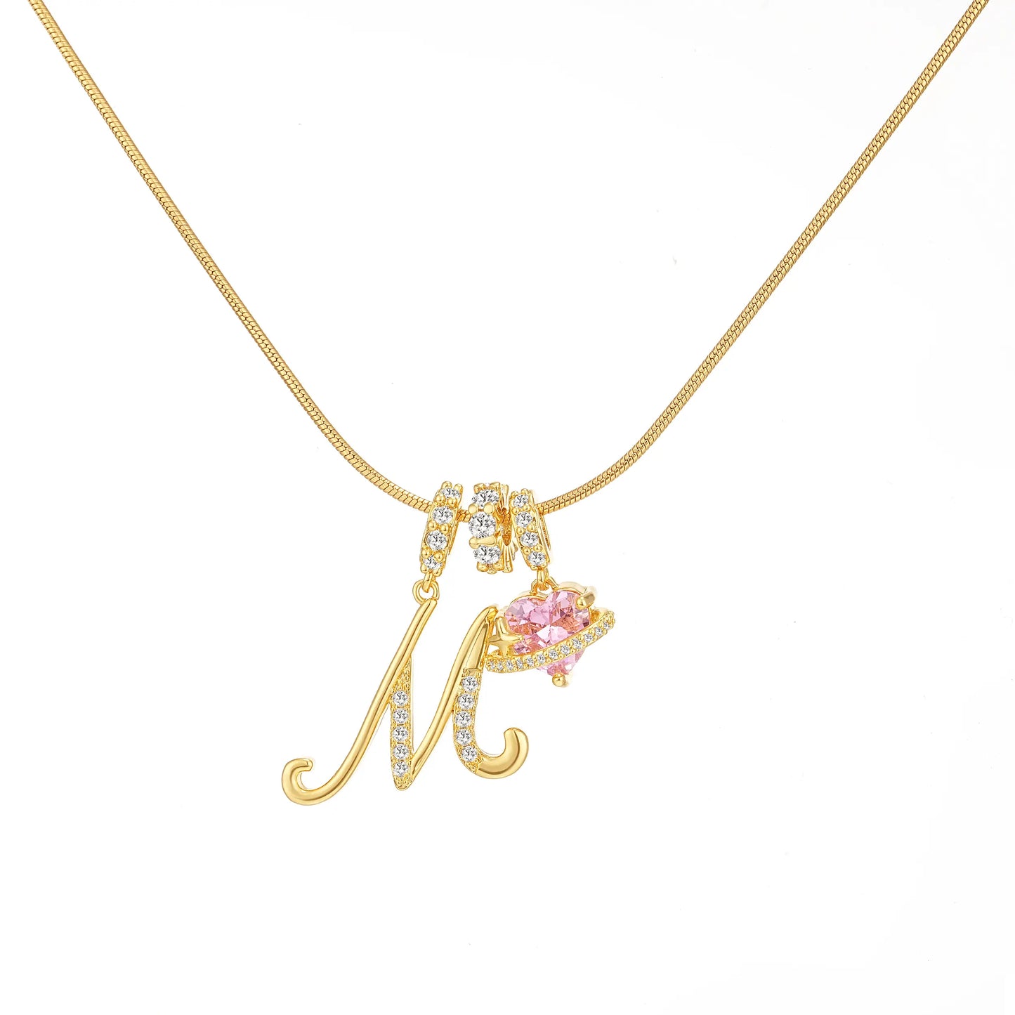 Art-designed personalized name letter necklace, free of allergenic ingredients, with adjustable size. It is an excellent Valentine's Day gift for women and girls HNXL0009