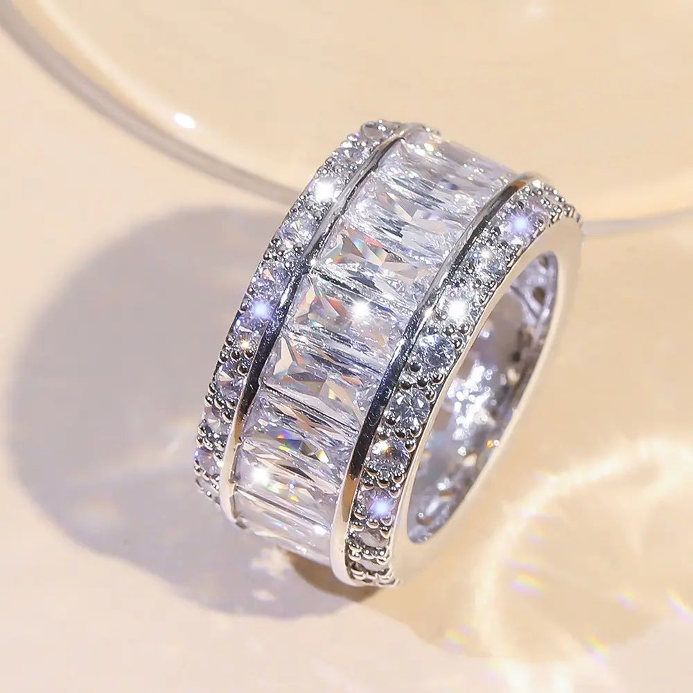 Eternal Lifetime Ring - Wide Band Type - Synthetic Zirconium - For Weddings and Daily Wearing HNJZ0037