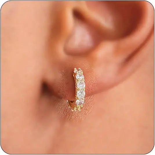 Gold Hoop Earrings for Big Ear Men Cartilage Huggie Simple Lightweight Valentine's Day Gift HNEH0005