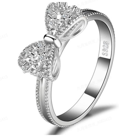 Sterling silver promise ring set with cubic zirconia, suitable as a gift for girls or couples, perfect for daily wear Valentine’s Day Gift HNJZ0030