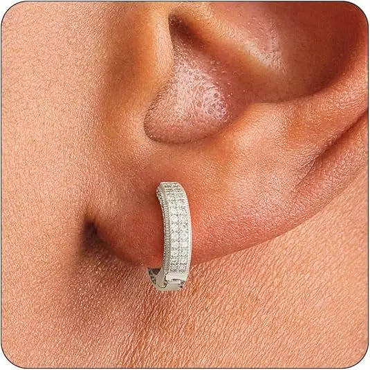 Gold Hoop Earrings for Big Ear Men Cartilage Huggie Simple Lightweight Valentine's Day Gift HNEH0005