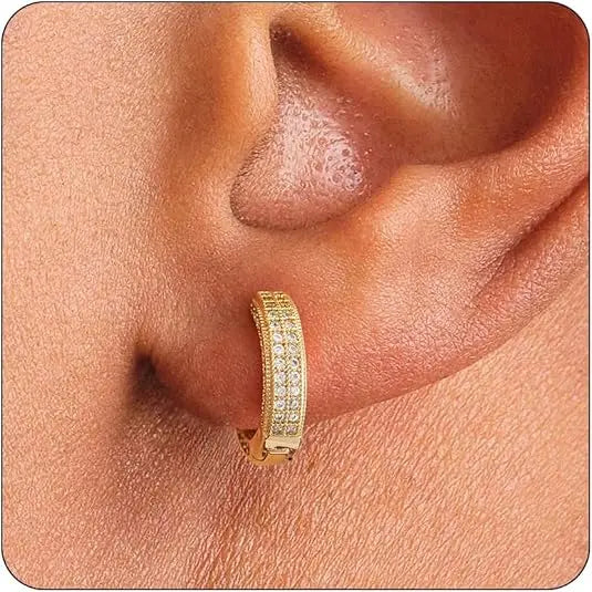 Gold Hoop Earrings for Big Ear Men Cartilage Huggie Simple Lightweight Valentine's Day Gift HNEH0005