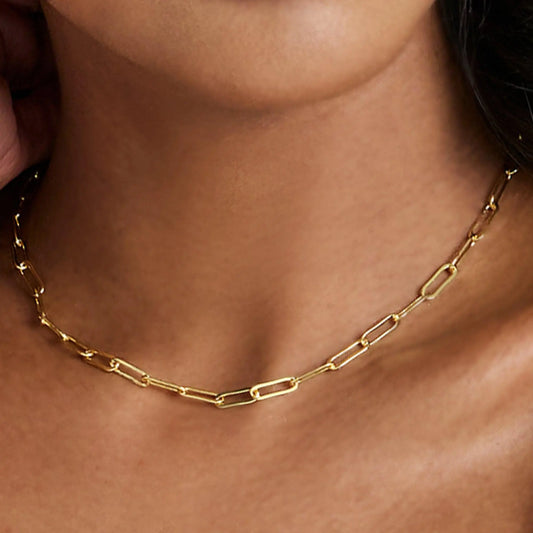 Gold or Silver Plated Women's Waterproof Link Up Necklace HNXL0020