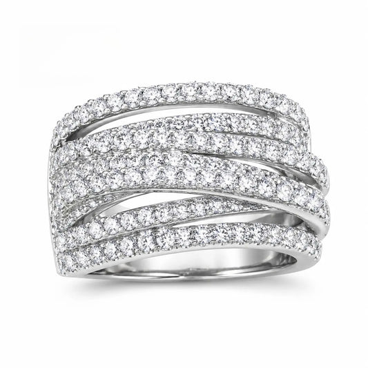 Women's  Wrap-Around Ring, Luxury Jewelry for Gifts, Refined Elegance for Formal Events, Sparkling Stones, Hypoallergenic & Comfortable Fit HNJZ0049