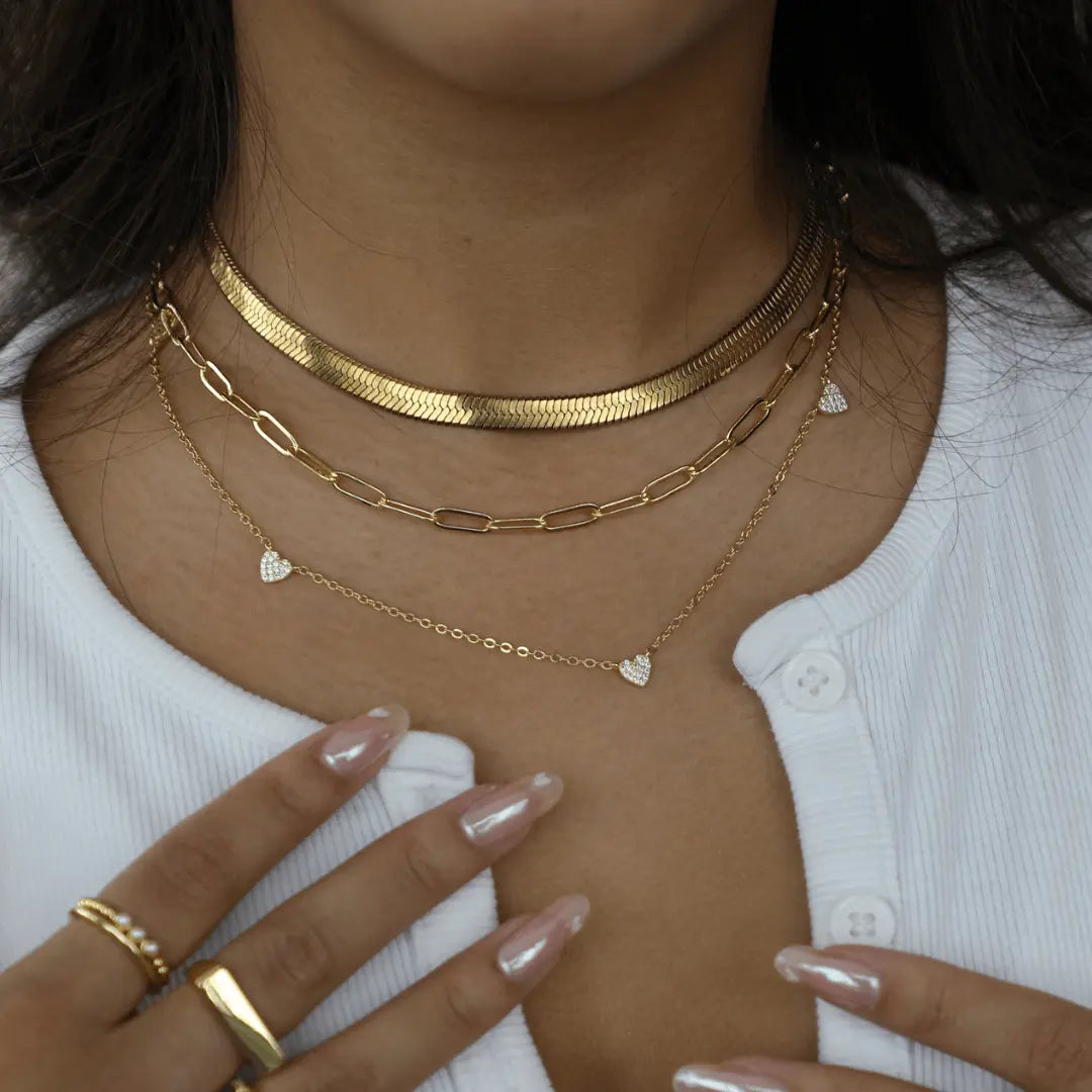 Gold or Silver Plated Women's Waterproof Link Up Necklace HNXL0020