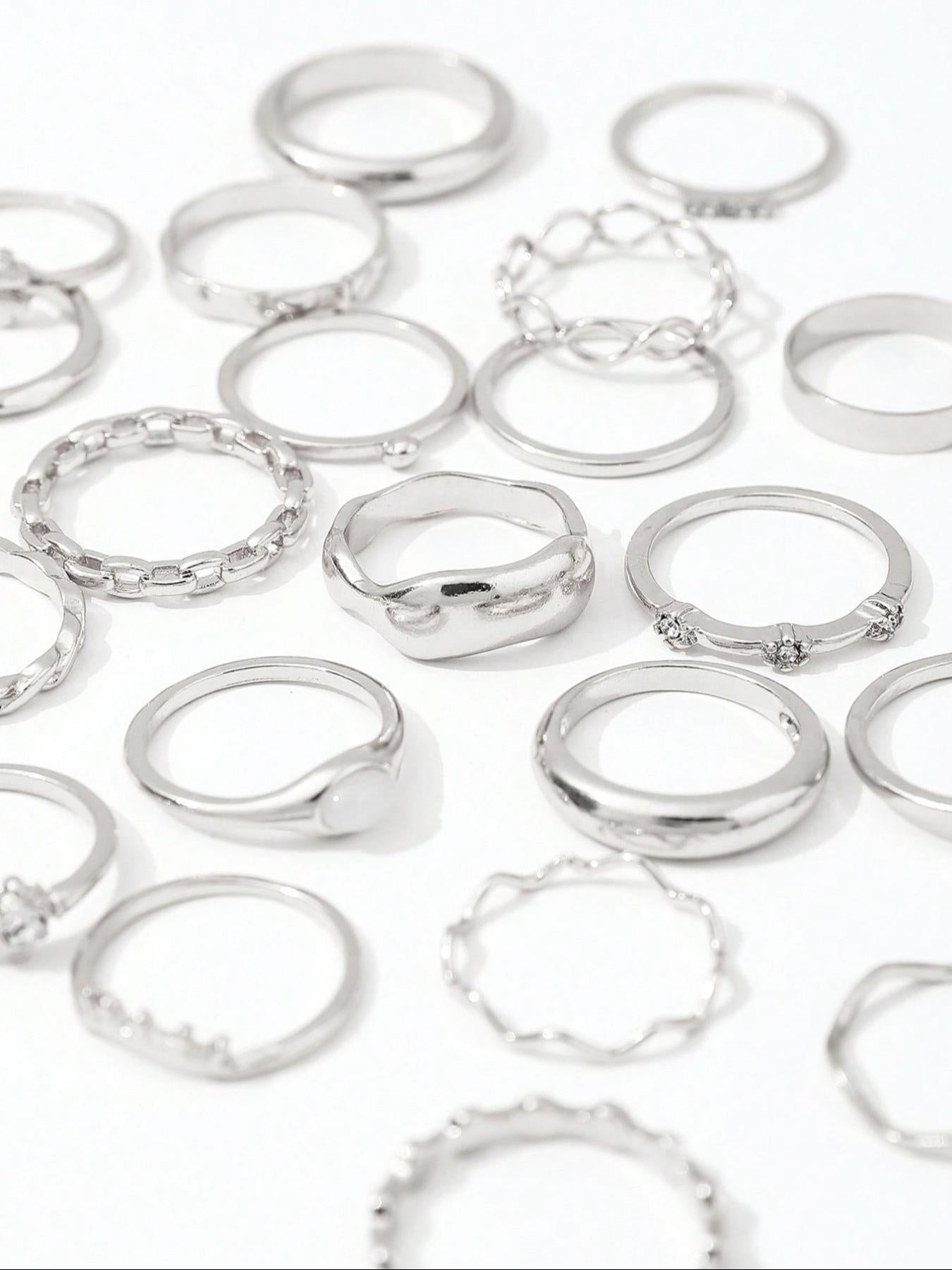 Heart & Geometric Design Ring Set, Stacking Ring Set, Fashion Accessories for Women & Girls, Casual Jewelry for Party, Daily Clothing Decor, Trendy All-match & Exquisite Jewelry for Birthday Gift HNJZ0026