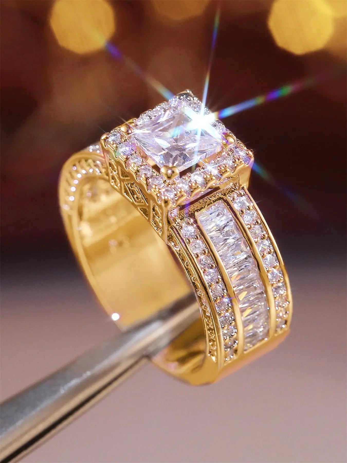 Elegant Artificial Zircon Decorated Ring, Cubic Zirconia Rings, Fashion Accessories for Women, Trendy All-match & Exquisite Jewelry for Birthday Gift HNJZ0052
