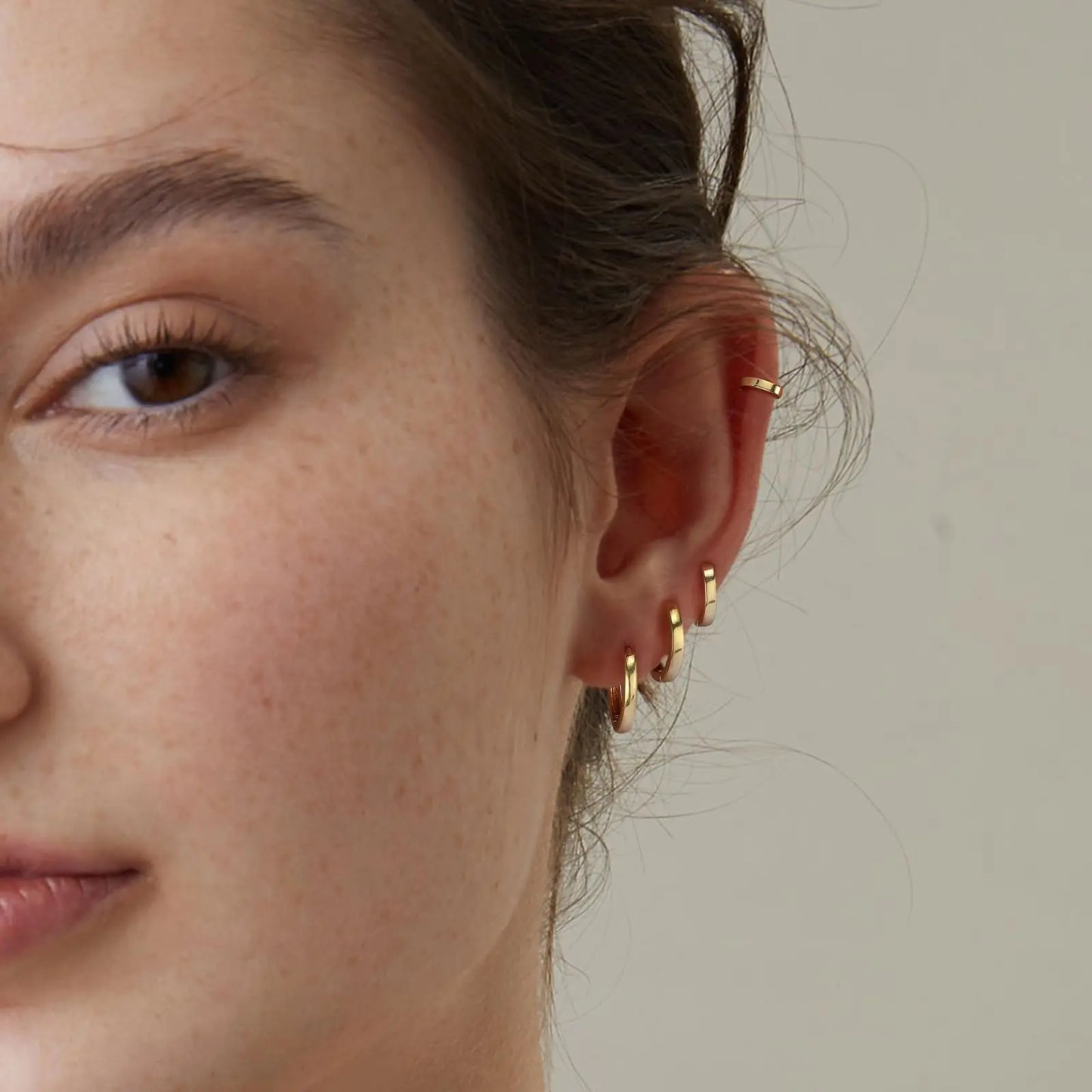 8 Pcs Huggie Hoop Earrings 6mm/8mm/10mm/12mm 14K Gold Plated Hypoallergenic for Women Lightweight Perfect Gift HNEH0026