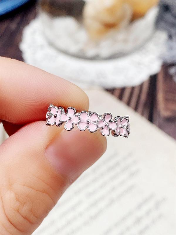 Mother's Day Gift Fashion Flower Design Cuff Ring, Unique Rings for Women, Elegant Women's Accessories for Wedding & Engagement, Casual Matching Jewelry for Party, Daily Clothing, Statement Ring HNJZ0020