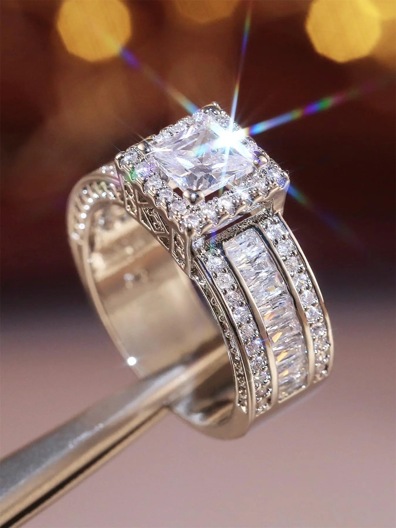 Elegant Artificial Zircon Decorated Ring, Cubic Zirconia Rings, Fashion Accessories for Women, Trendy All-match & Exquisite Jewelry for Birthday Gift HNJZ0052