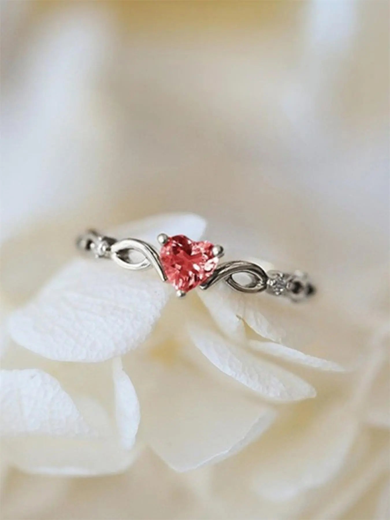 Mother's Day Gift Women's Elegant Rhinestone Decor Heart Design Promise Ring, 1 Piece Trendy Exquisite Engagement Ring, Chic F ashionable Dainty Jewelry As Gift for Girlfriend, Wedding Promise Rings, Promise Ring Gf HNJZ0027