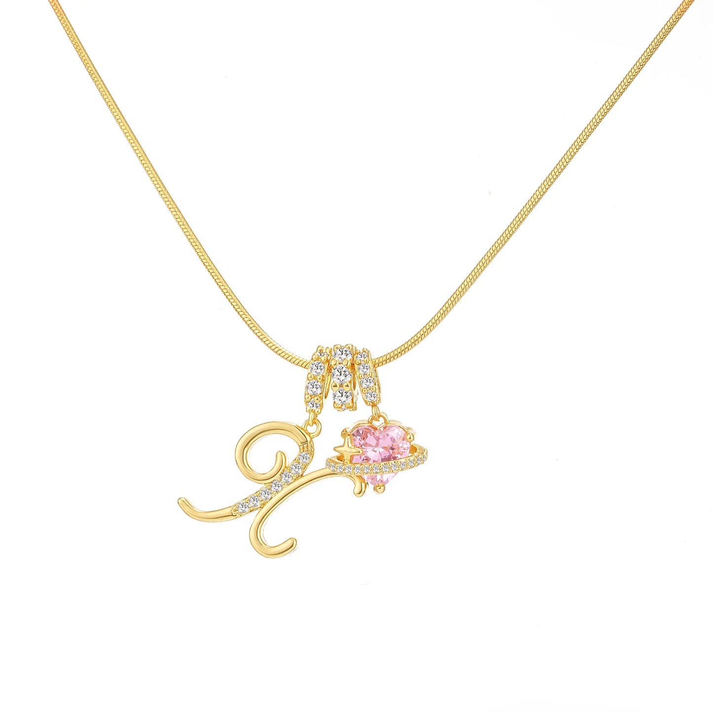 Art-designed personalized name letter necklace, free of allergenic ingredients, with adjustable size. It is an excellent Valentine's Day gift for women and girls HNXL0009