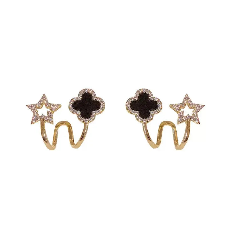 Crystal Clover Stud Earrings S925 Needle Micro-Pave Zircon Design, Chic Fashion Jewelry Elegant Earrings for Women HNEH0029