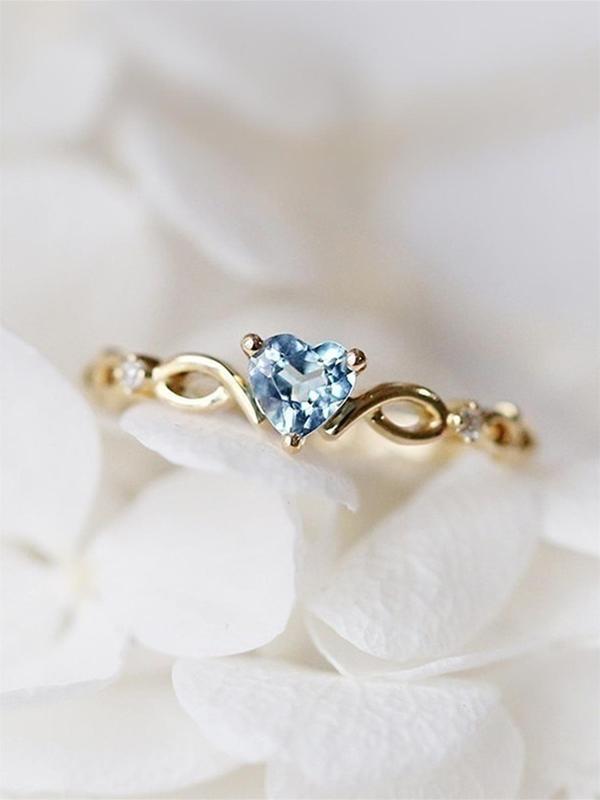 Mother's Day Gift Women's Elegant Rhinestone Decor Heart Design Promise Ring, 1 Piece Trendy Exquisite Engagement Ring, Chic F ashionable Dainty Jewelry As Gift for Girlfriend, Wedding Promise Rings, Promise Ring Gf HNJZ0027