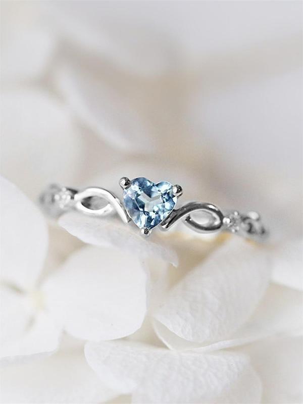 Mother's Day Gift Women's Elegant Rhinestone Decor Heart Design Promise Ring, 1 Piece Trendy Exquisite Engagement Ring, Chic F ashionable Dainty Jewelry As Gift for Girlfriend, Wedding Promise Rings, Promise Ring Gf HNJZ0027