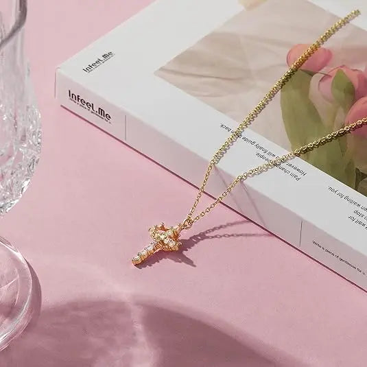 Easter Gifts Upgraded Crown Cross Necklace for Women, Crown Cross Pendant Necklace, Non-Tarnish Faith Jewelry for Women, Christian Religious Gifts for Her HNXL0028