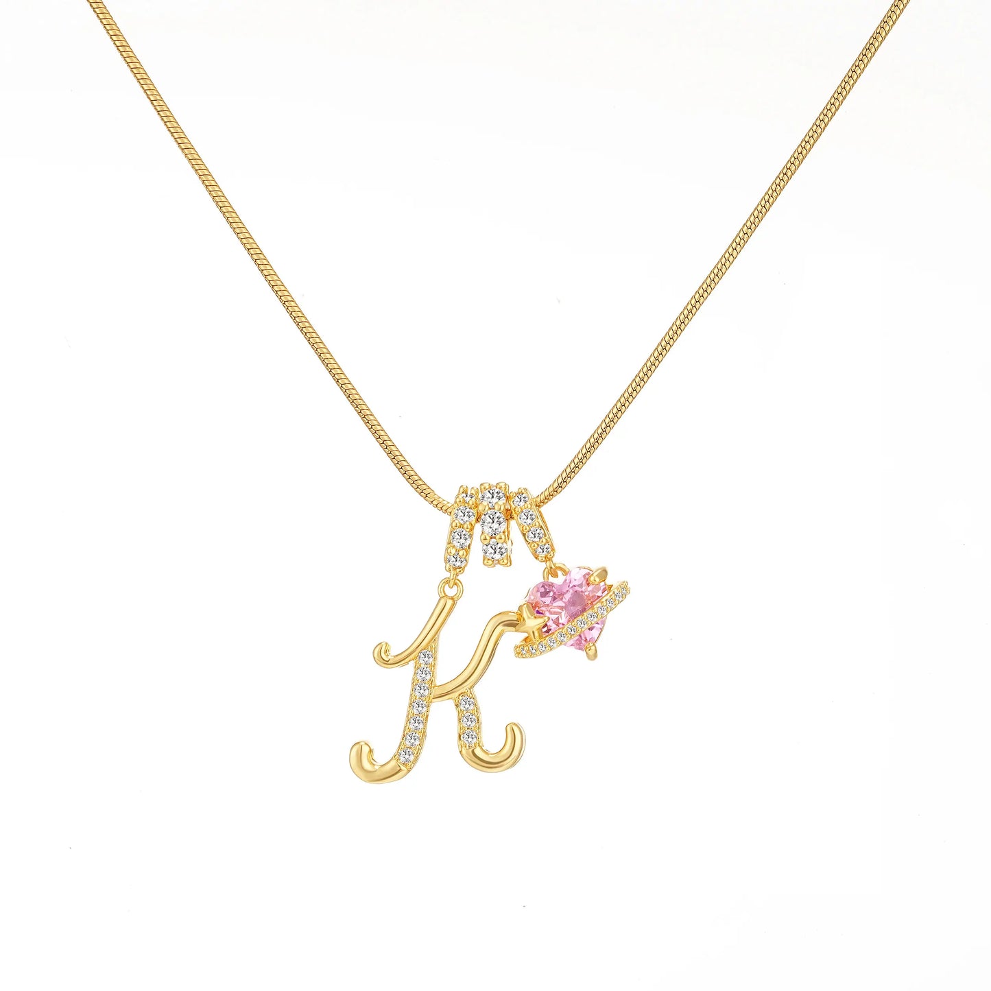 Art-designed personalized name letter necklace, free of allergenic ingredients, with adjustable size. It is an excellent Valentine's Day gift for women and girls HNXL0009