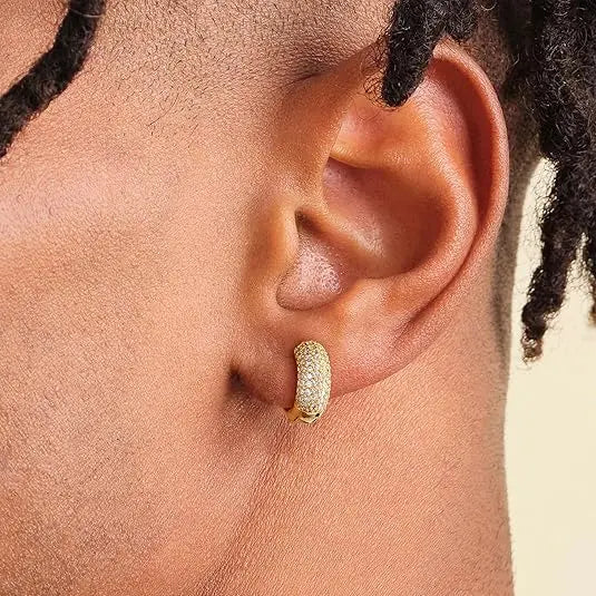 Gold Hoop Earrings for Big Ear Men Cartilage Huggie Simple Lightweight Valentine's Day Gift HNEH0005