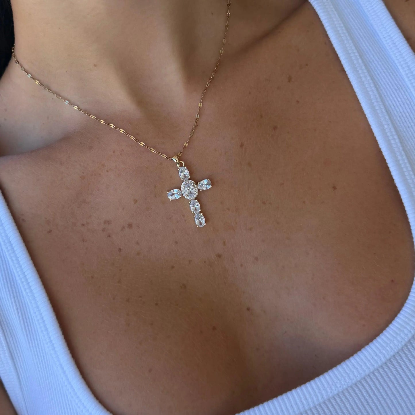 Women's Heavenly Glow Cross Necklace, Fashion Costume Jewelry, Mothers Day Gift Ideas, Accessories for Women HNXL0010