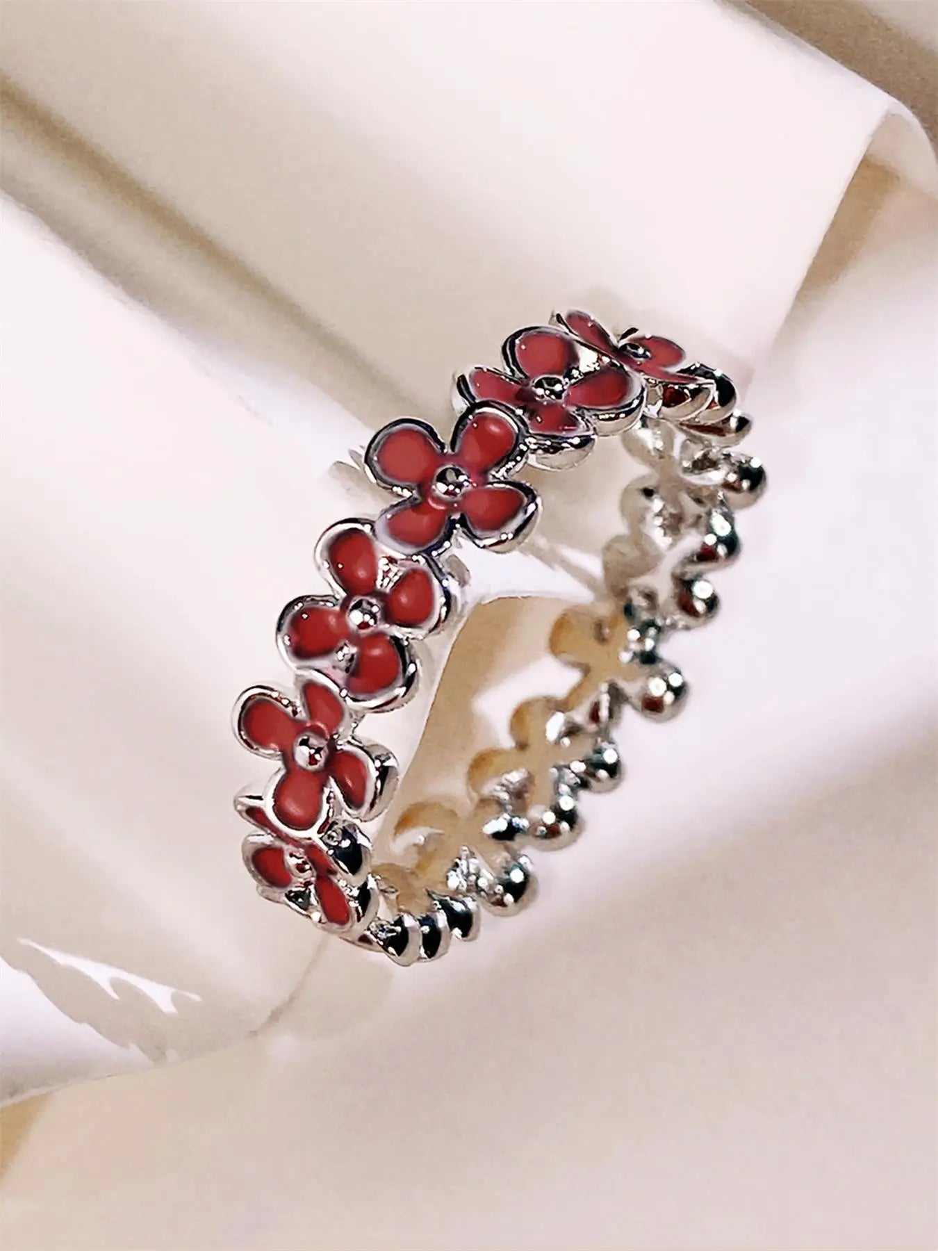 Mother's Day Gift Fashion Flower Design Cuff Ring, Unique Rings for Women, Elegant Women's Accessories for Wedding & Engagement, Casual Matching Jewelry for Party, Daily Clothing, Statement Ring HNJZ0020