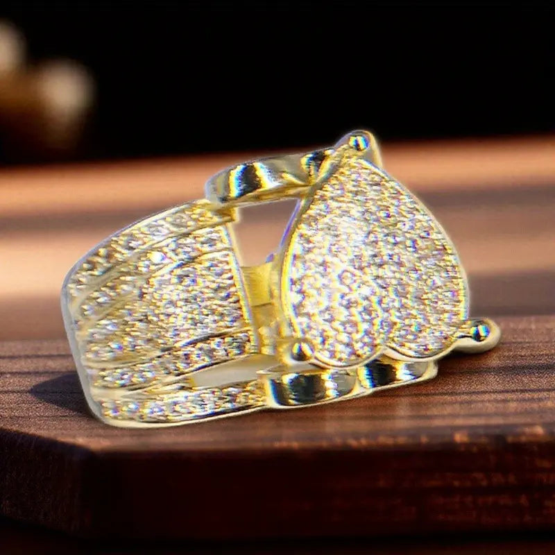 Gorgeous Heart Shape Hip Hop Gothic Cube Zirconia Ring Men's Women's Ring Unisex Ring Wedding Engagement Anniversary Ring Women's Valentine's Day Mother's Day Gift Ring Girls Everyday Casual Accessories Fashion Jewelry HNJZ0004
