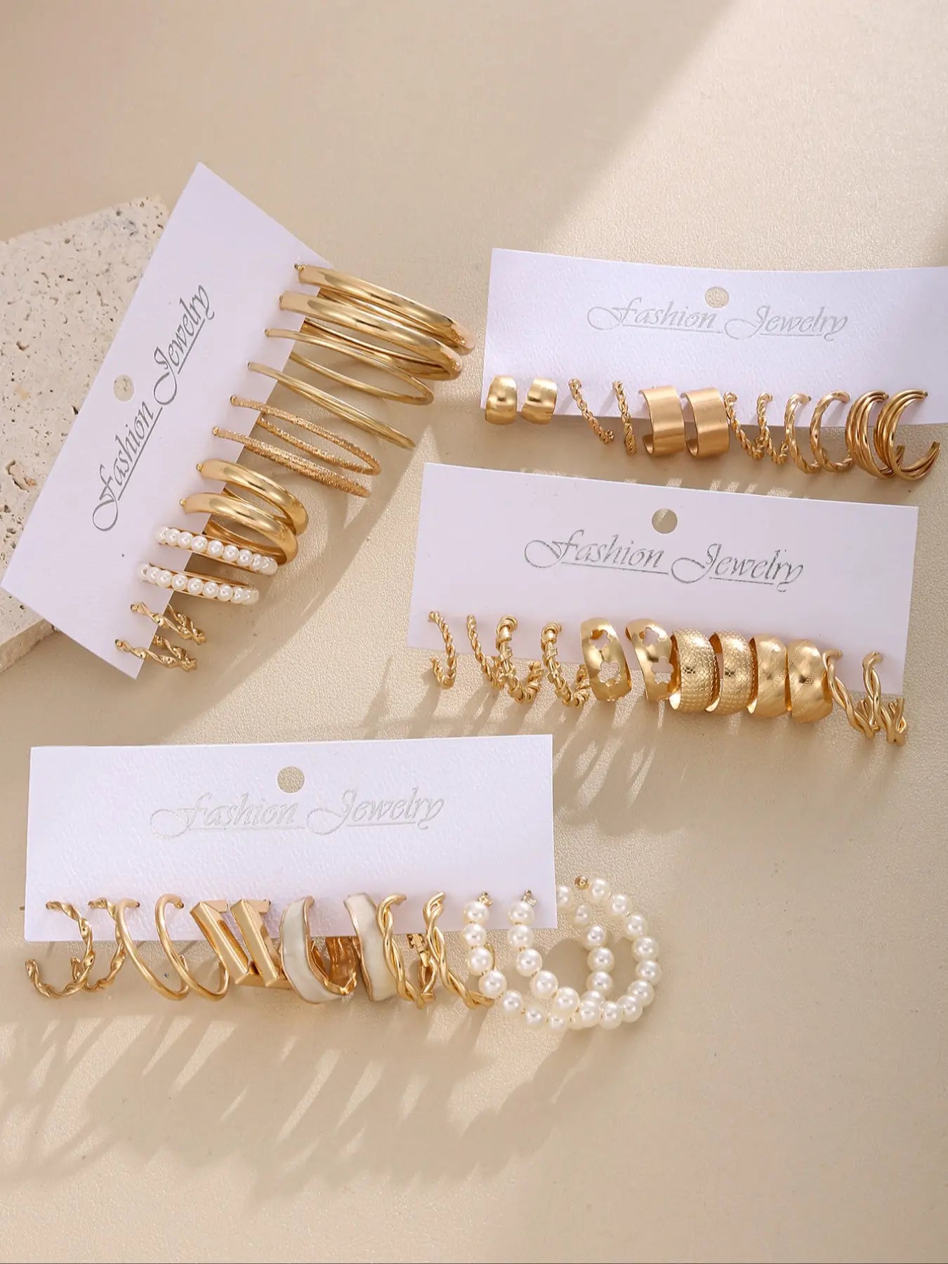 24 Pairs Elegant Alloy Flower Earrings Set, Hoop Earring Set with Mermaid Design, Perfect Gift for Women and Office Wear Jewelry Collection, Earring Stacking Set, Ear Accessories HNEH0022