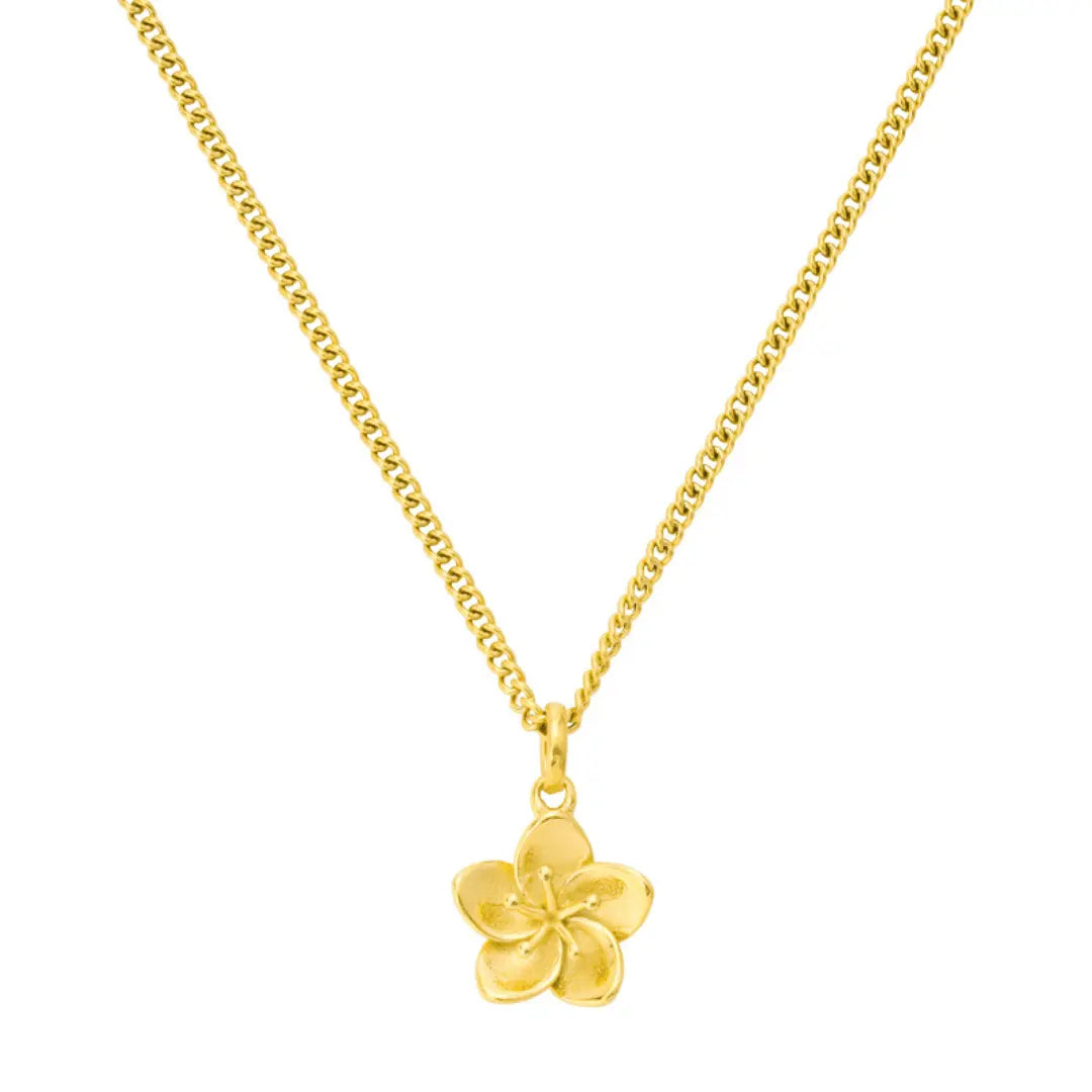 Gold or Silver Plated Women's Hypoallergenic Hibiscus Necklace HNXL0020