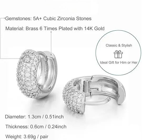 Gold Hoop Earrings for Big Ear Men Cartilage Huggie Simple Lightweight Valentine's Day Gift HNEH0005