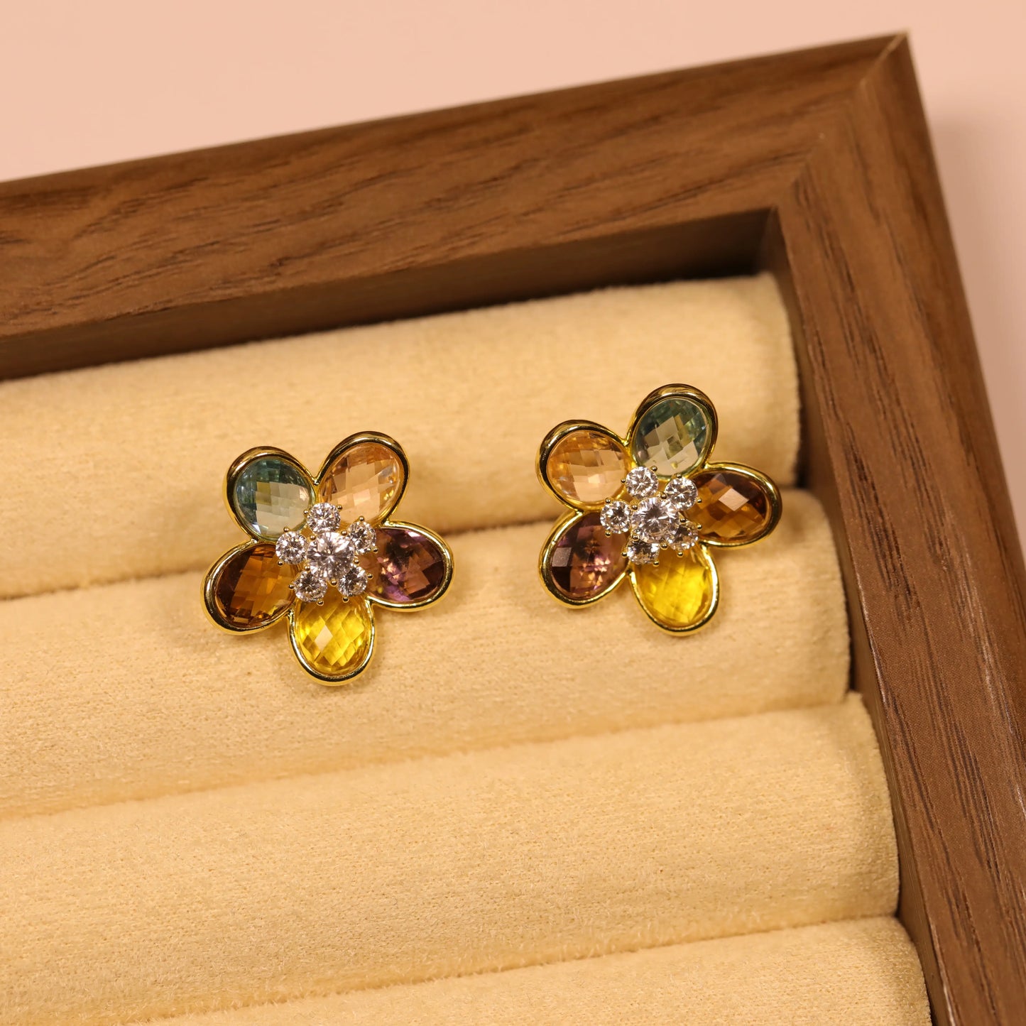 Elegant Floral Gemstone Earrings for Women, Non Tarnish Everyday Jewelry, Daily Wear, Trendy Gift for Her, Luxury Fashion, Holiday Haul Deals, Spring Jewelry, Mother’s Day Gift, Spring Glow Up HNEH0059