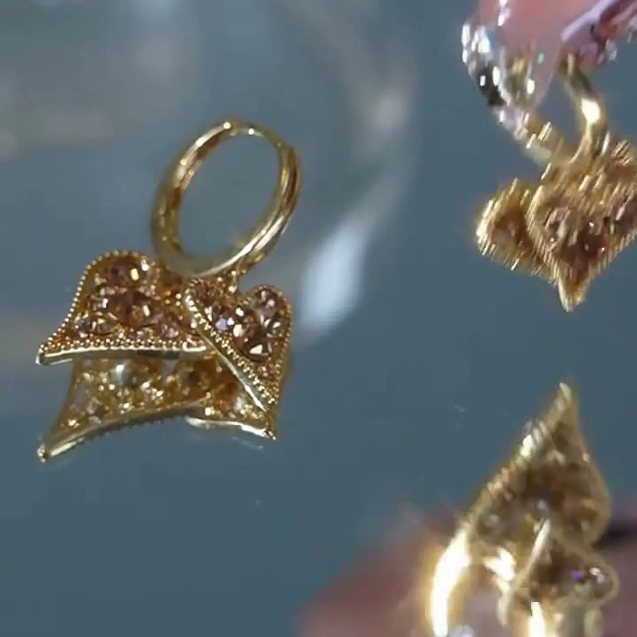 New Gold Double-Heart Earrings for Women, Trendy Layered Design, Elegant and Versatile Style HNEH0053
