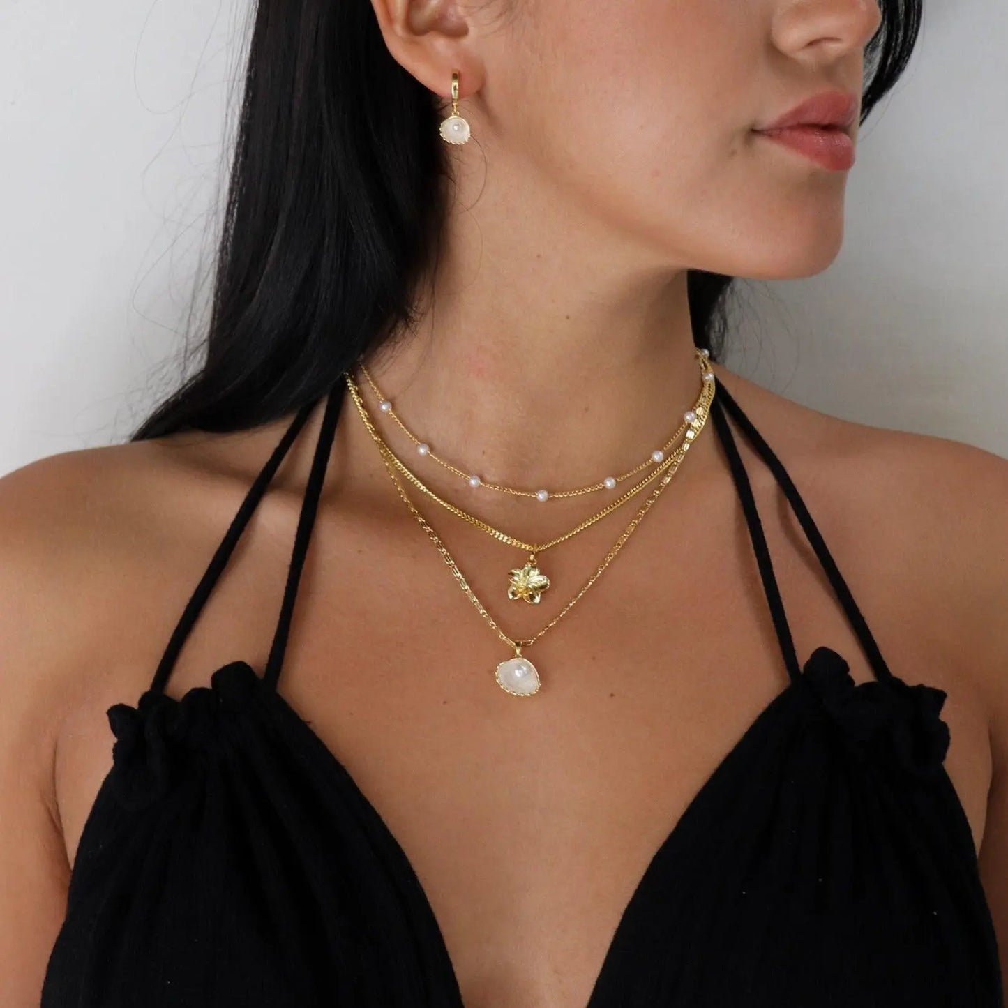 Gold or Silver Plated Women's Hypoallergenic Hibiscus Necklace HNXL0020