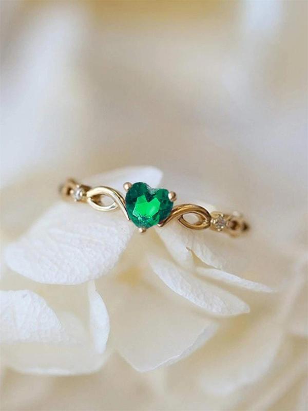 Mother's Day Gift Women's Elegant Rhinestone Decor Heart Design Promise Ring, 1 Piece Trendy Exquisite Engagement Ring, Chic F ashionable Dainty Jewelry As Gift for Girlfriend, Wedding Promise Rings, Promise Ring Gf HNJZ0027