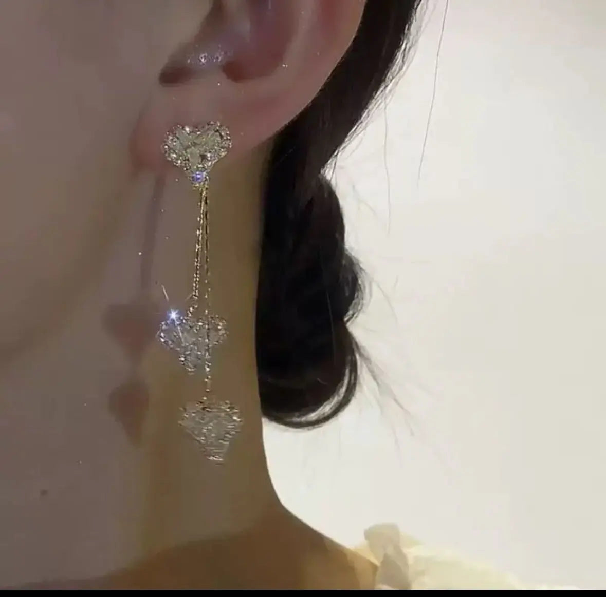Zircon Heart Tassel Earrings for Women, 2025 Trend Jewelry, Two-Way Wear Luxury Chic Sparkling Statement Dangles HNEH0030