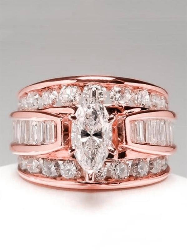Fashion Artificial Crystal Decorated Ring, Pave Engagement Ring, Wedding Engagement Party Accessories for Women, Trendy Accessories for Party and Daily Life HNJZ0001