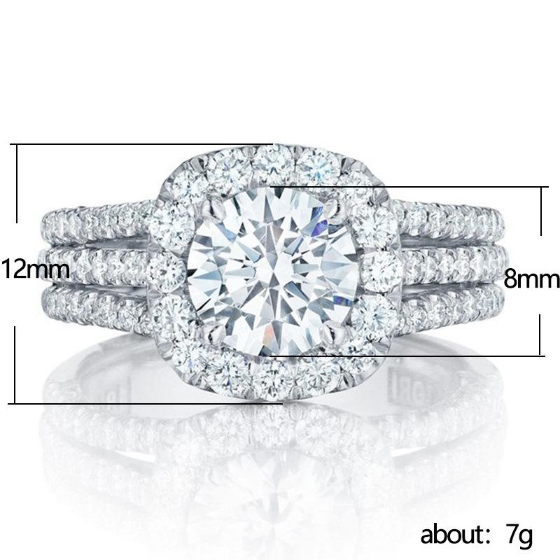 Full Pavé Ring, Three-Row Design, Elegant Jewelry for Women Statement Piece Sparkling Stones Premium Material HNJZ0017