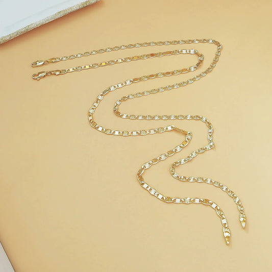 1PC 14K Gold Plated Flat Chain Necklace for Women - Versatile, Elegant & Fashionable - Perfect Gift, High Quality Jewelry for Any Occasio HNXL0011