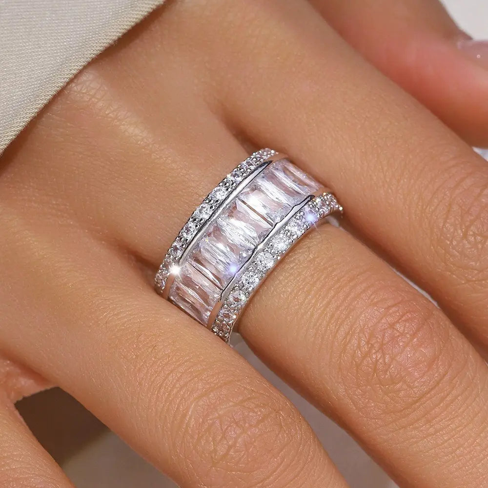 Eternal Lifetime Ring - Wide Band Type - Synthetic Zirconium - For Weddings and Daily Wearing HNJZ0037