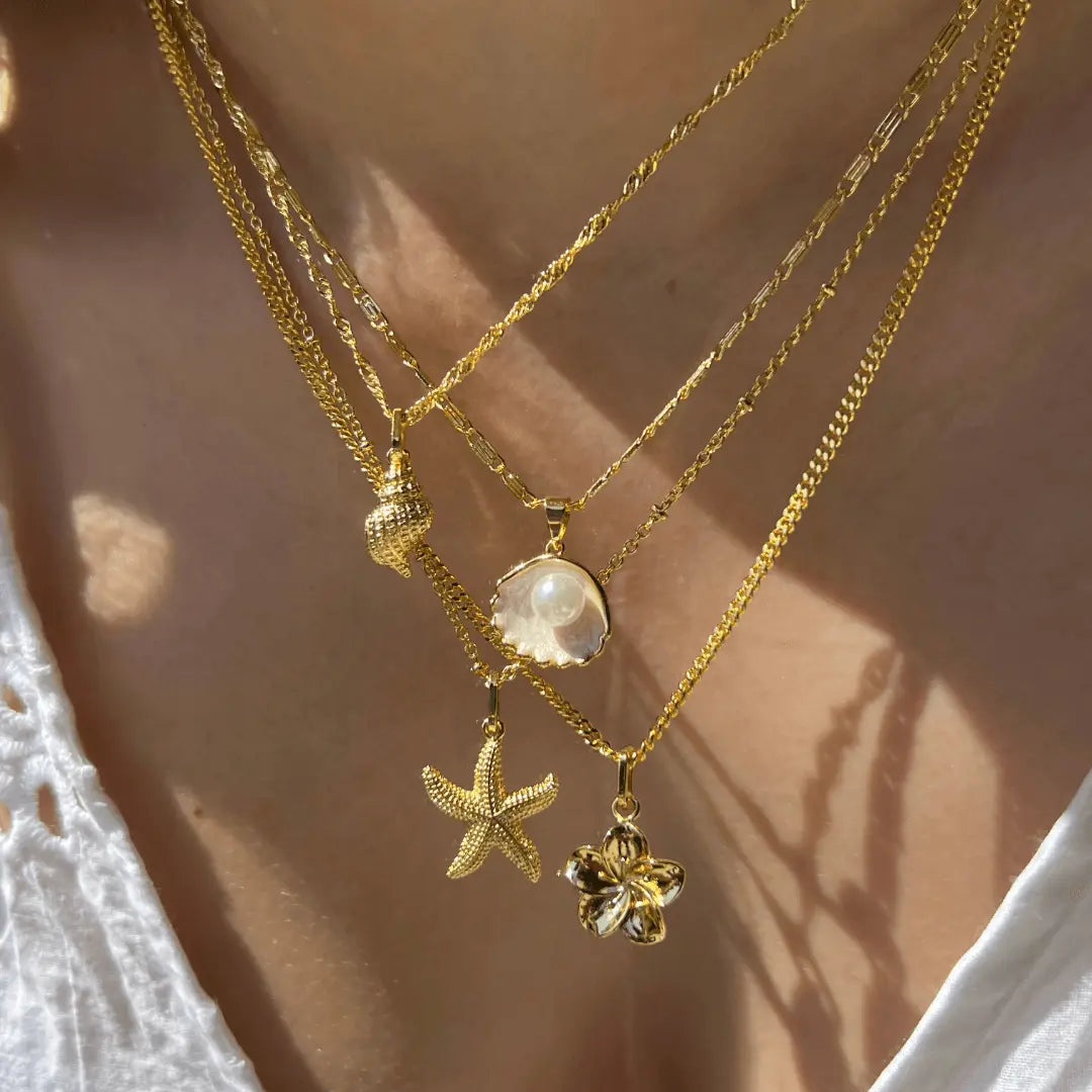 Gold or Silver Plated Women's Hypoallergenic Hibiscus Necklace HNXL0020
