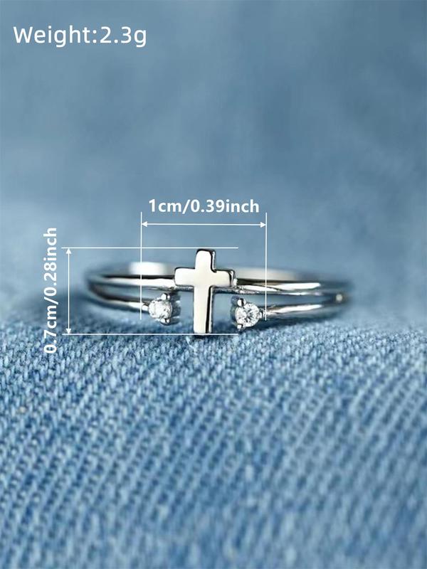 Fashion Rhinestone Decorated Cross Ring, Adjustable Rings, Fashion Jewelry for Party, Daily Decor, Trendy All-match & Exquisite Jewelry for Birthday Gift HNJZ0023