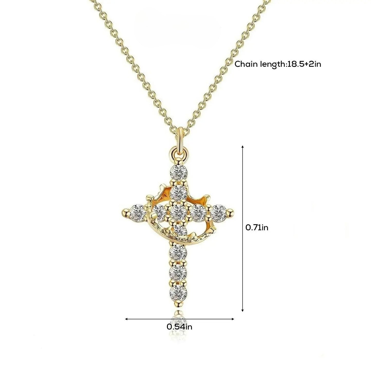 Easter Gifts Upgraded Crown Cross Necklace for Women, Crown Cross Pendant Necklace, Non-Tarnish Faith Jewelry for Women, Christian Religious Gifts for Her HNXL0028